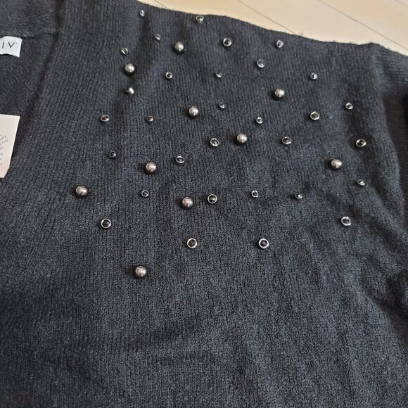 Ava & Viv Black Embellished Button-Down Sweater Cardigan - Picture 14 of 15